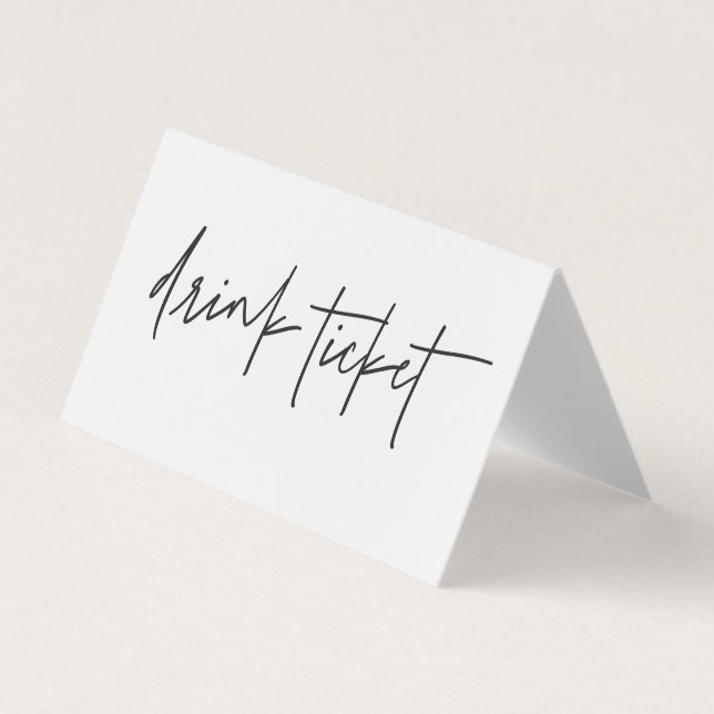Folded Bar Free Drink Ticket Wedding Card Token (Front)