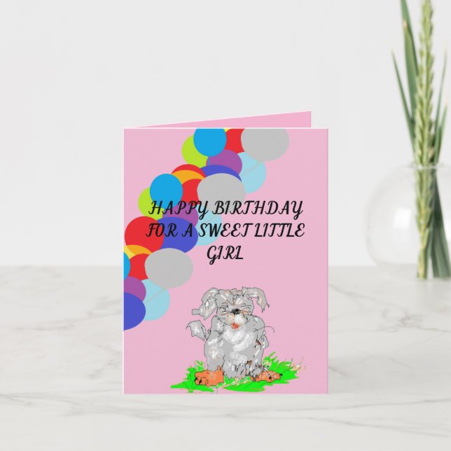 Folded Birthday Card Sweet Little Girl (Front)