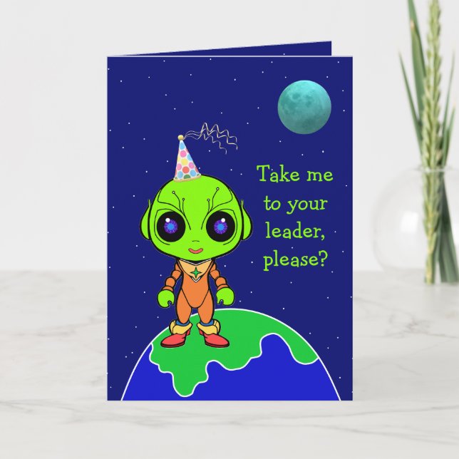 Folded Birthday Card with Alien (Front)