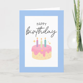 Folded Birthday Card with Blue Border