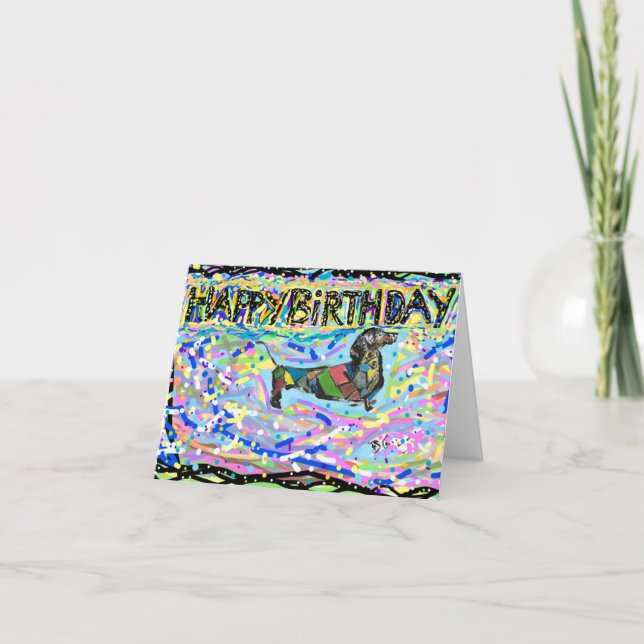 Folded Birthday Card with Dachshund (Front)