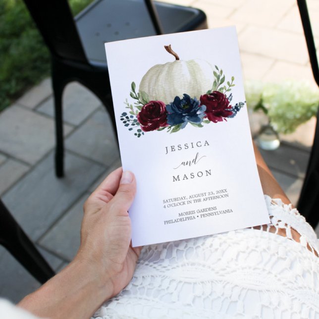 Folded Burgundy Navy Wedding Program Booklet (Creator Uploaded)