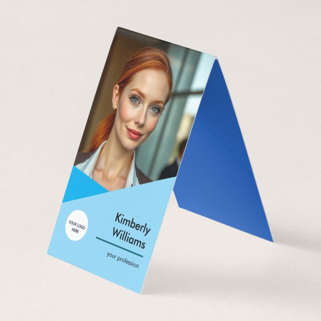 Folded Business Card – Fresh Blue Style (Front)