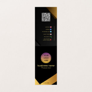 Folded Business Card with Logo, Slogan & QR