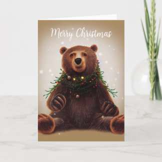 Folded Christmas Card with Bear