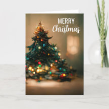 Folded Christmas Card with Tree & Lights