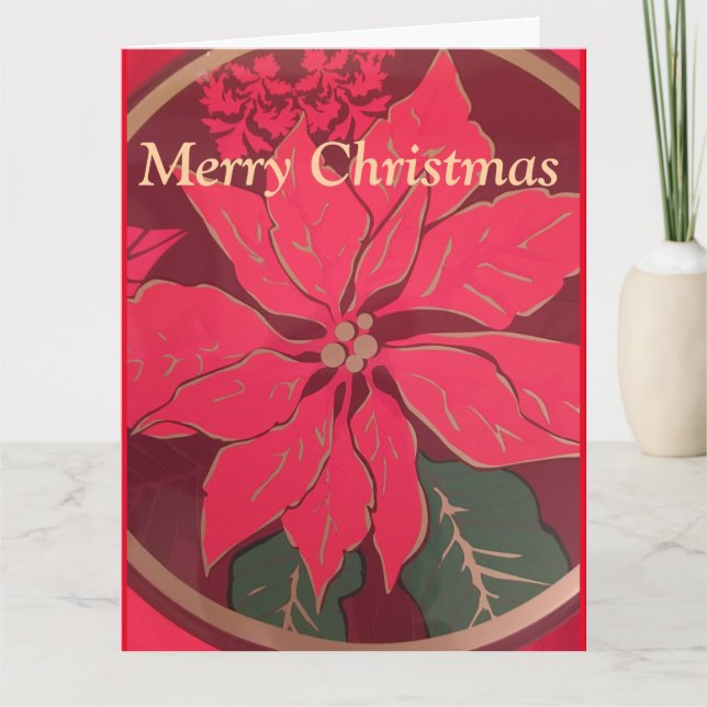 Folded Christmas Poinsettia - Greeting Card (Front)