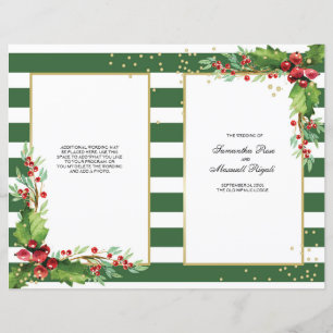 Folded Christmas Program - Green & Gold