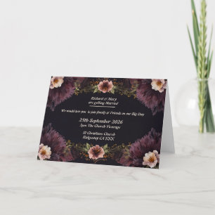 Folded Colourful Floral Blue & Cream Invitation
