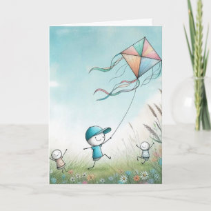Folded Father's Day Card-Cute Stick Figure Dad Card