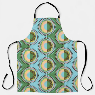 Folded flowers: retro blue-green pattern. apron