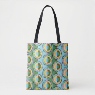 Folded flowers: retro blue-green pattern. tote bag