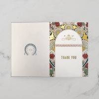 Folded Foil Thank You Card Art Nouveau