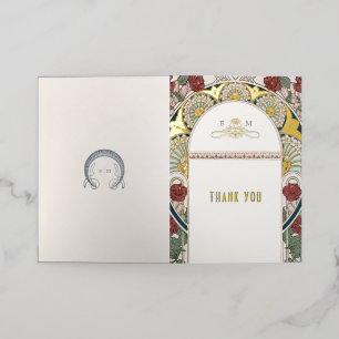 Folded Foil Thank You Card Art Nouveau