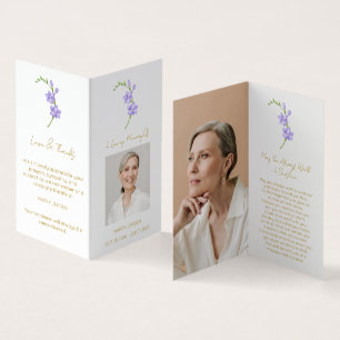 Folded Freesia Photo Funeral Prayer Card