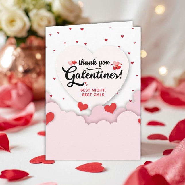 Folded Galentine's  Thank You Card (Galentines Thank You Card for your besties.)