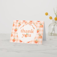Folded Gingham Peach Thank You Card