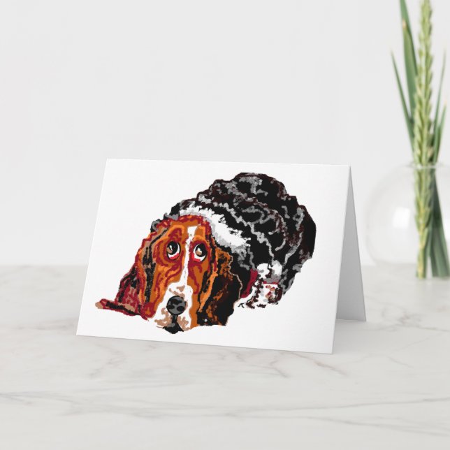 Folded Greeting Card : BASSET HOUND DOG (Front)