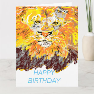 Folded Greeting  Card :  Birthday Lion