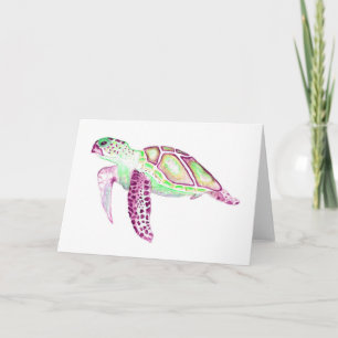 Folded Greeting Card Green Turtle 5x7