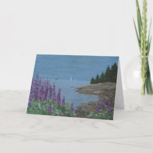 Folded Greeting Card Maine Coast Lupins