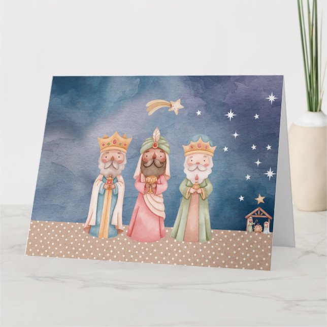 Folded Greeting Card w/ The Wise Men Illustration (Front)