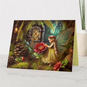Folded Greeting Card with Garden Fairy