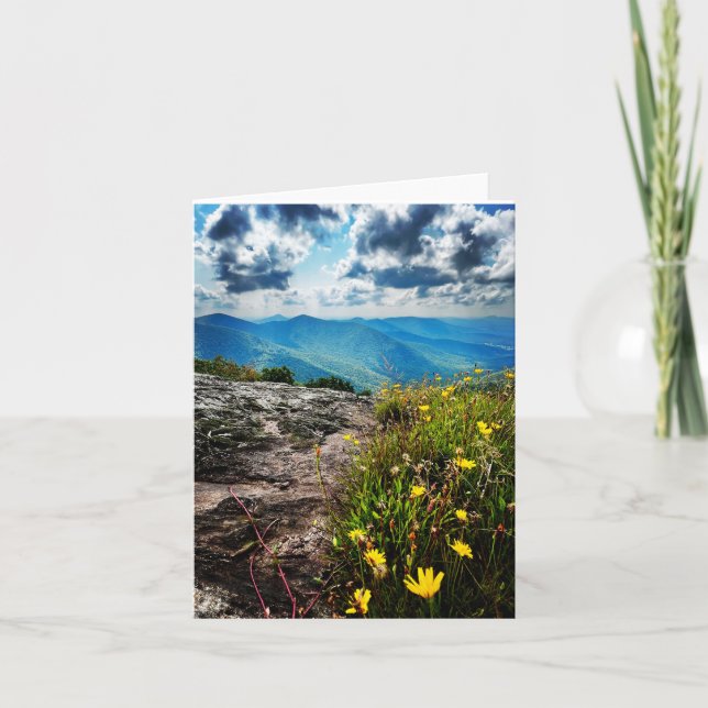 Folded greeting card with mountain scene (Front)