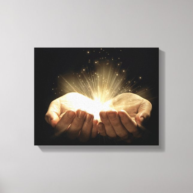 Folded Hands Holding Light Canvas Print (Front)