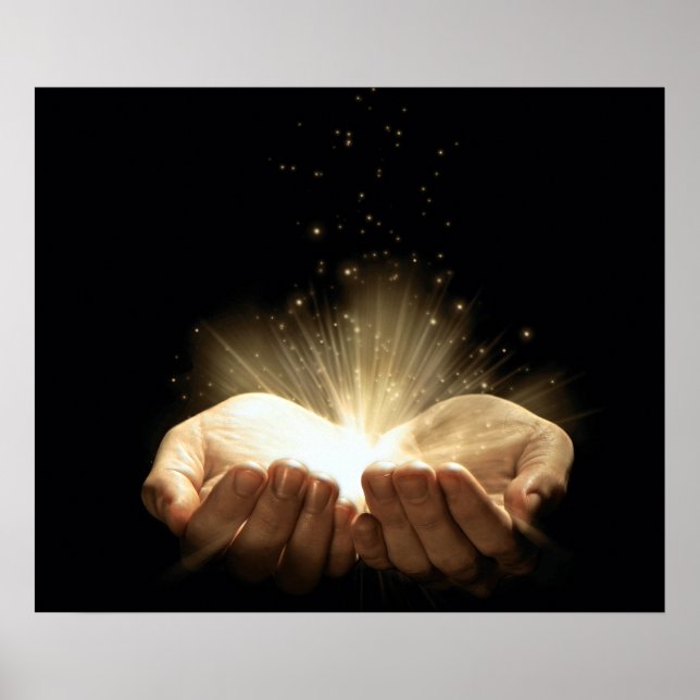 Folded Hands Holding Light Poster (Front)