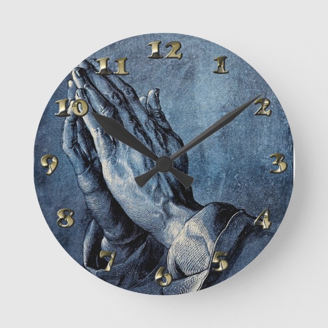 Folded Hands Prayer - Durer Round Clock (Front)
