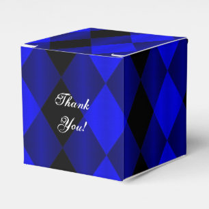 Folded Harlequin-Blue-Black-PARTY FAVOR BOX,Sq Box
