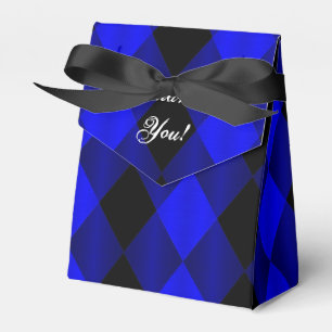 Folded Harlequin-Blue-Black-PARTY FAVOR BOX,Tent Box