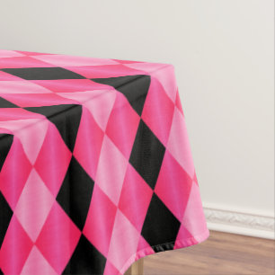 Folded Harlequin,Pink-Black-60x84 TABLECLOTH