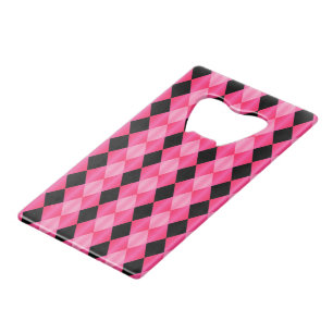 Folded Harlequin, Pink-Black-CARD BOTTLE OPENER Credit Card Bottle Opener