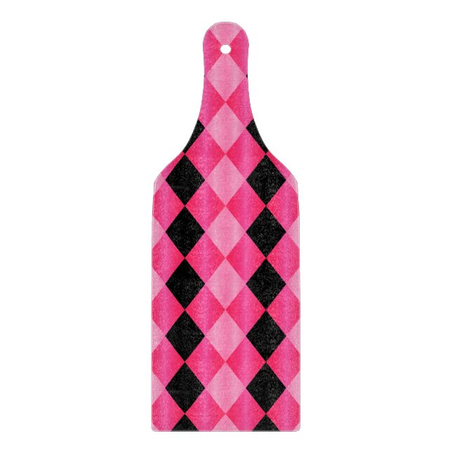 Folded Harlequin,Pink-Black-CUTTING BOARD PADDLE (Front)