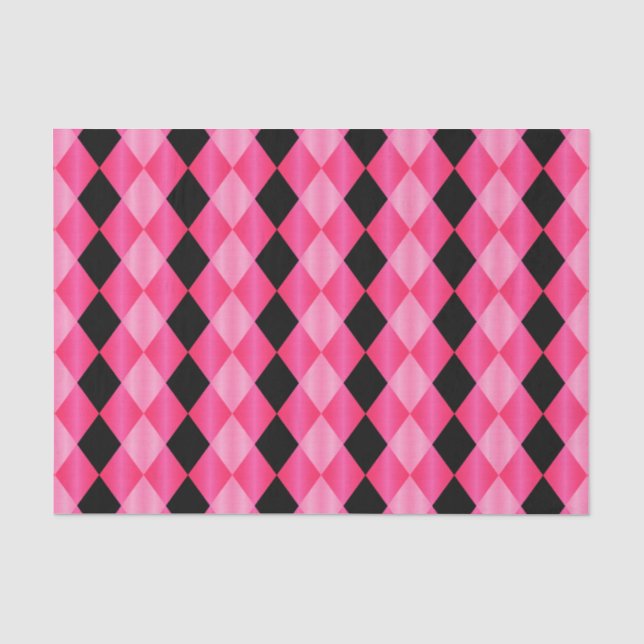 Folded Harlequin, Pink-Black-TISSUE WRAP PAPER (Front)