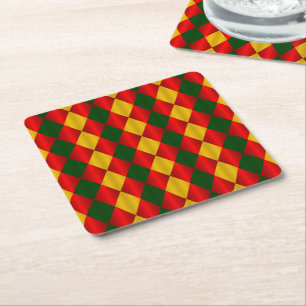 Folded Harlequin-Red-Green-Gold-PARTY COASTERS