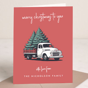 Folded Holiday Card   Christmas Delivery Truck