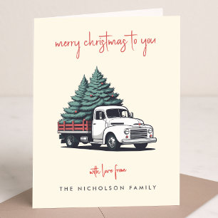Folded Holiday Card   Christmas Delivery Truck