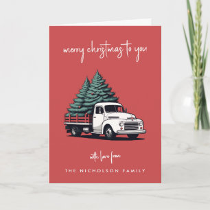 Folded Holiday Card   Christmas Delivery Truck