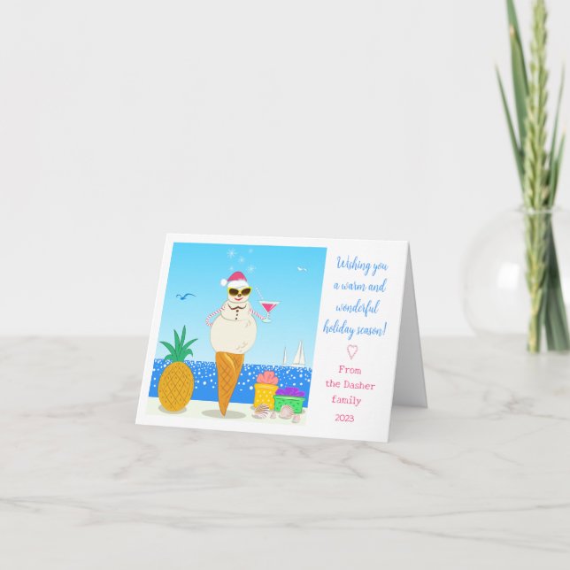 Folded Holiday Card with tropical Santa (Front)