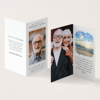 Folded In Loving Memory Memorial Prayer Card