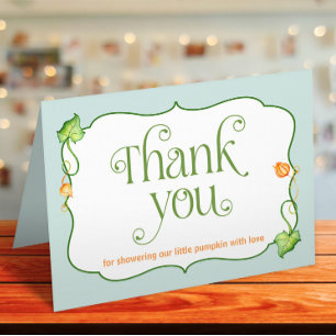 Folded Little Pumpkin Gender Neutral Shower Fall Thank You Card