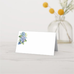 Folded Name Place Card-Blue Hydrangeas Card