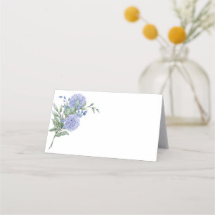 Folded Name Place Card-Blue Hydrangeas Card