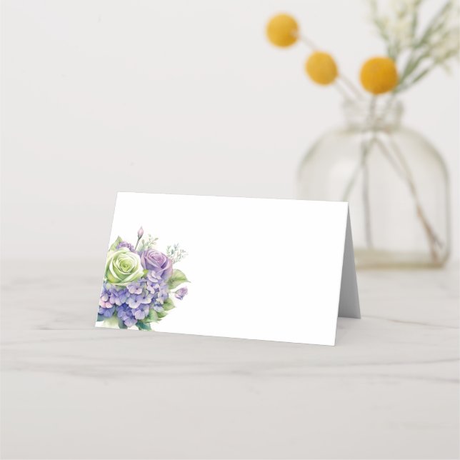 Folded Name Place Card Hydrangeas (Front)