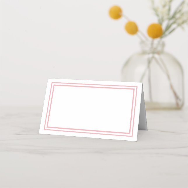 Folded Name Place Card-Pink Borders Place Card (Front)