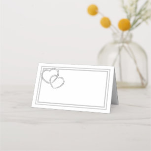 Folded Name Place Card-Two Hearts Place Card