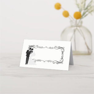 Folded Name Place Card-Wedding Couple Card